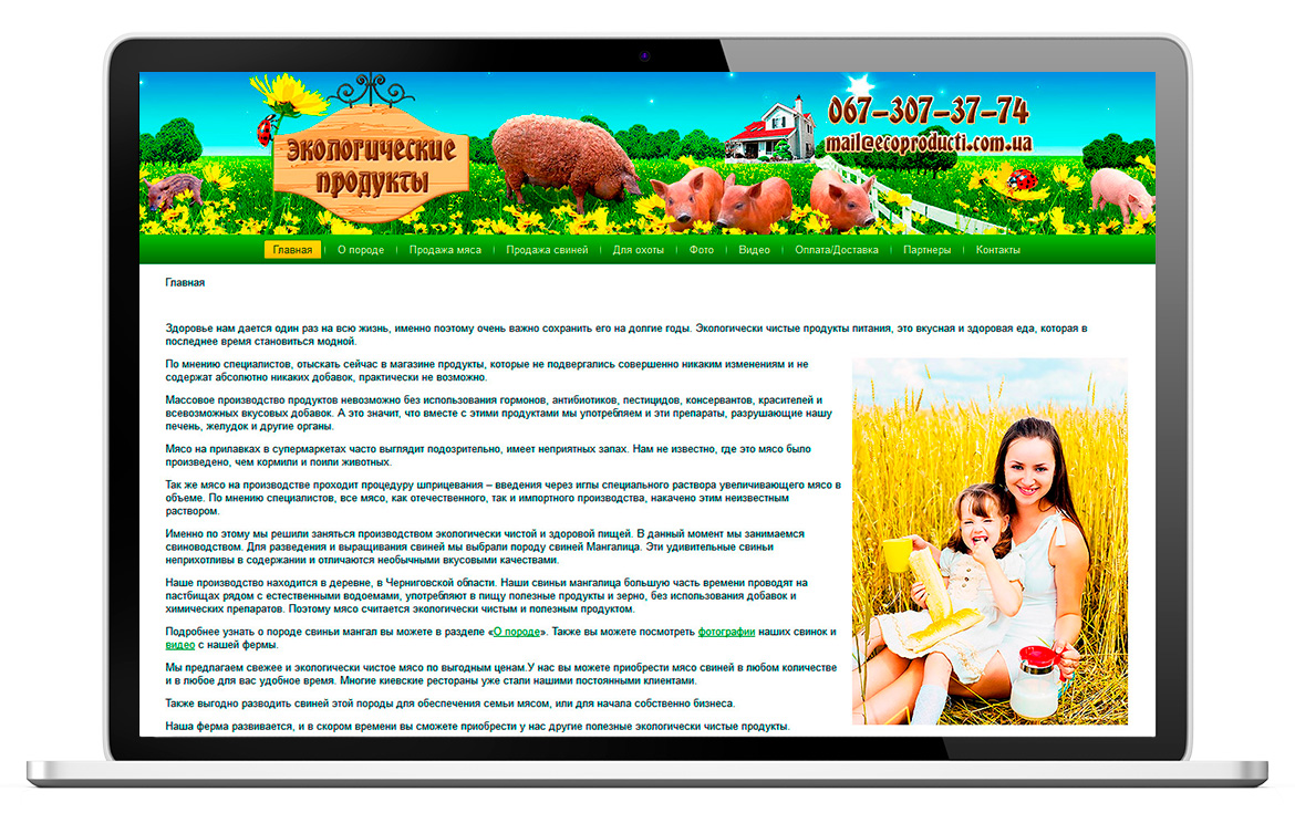 Розробка сайту візитки компанії Екологічні продукти харчування України.