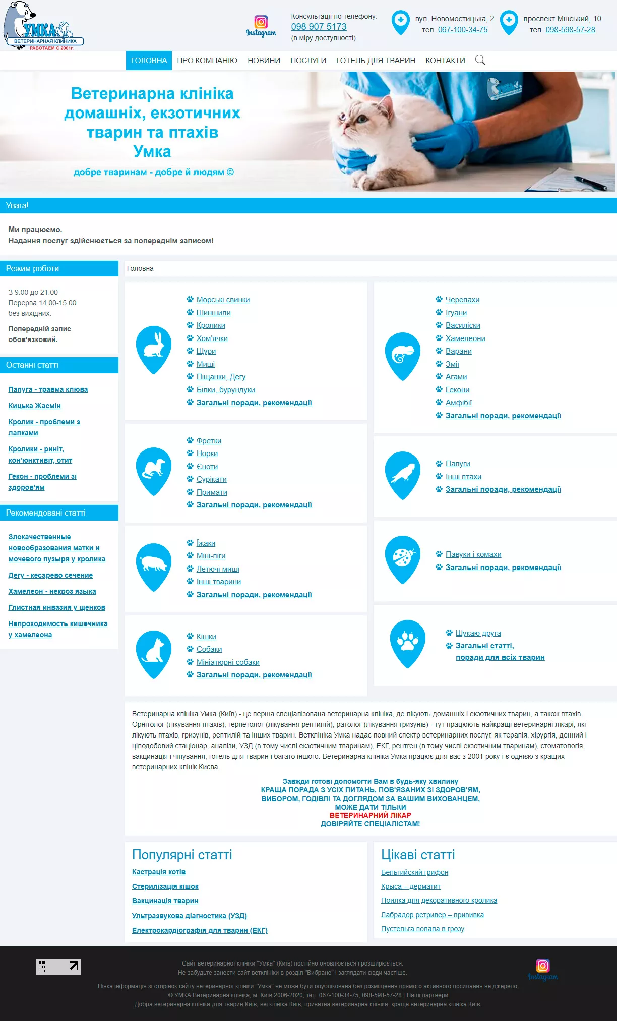 Створення сайту ветеринарної клініки Умка