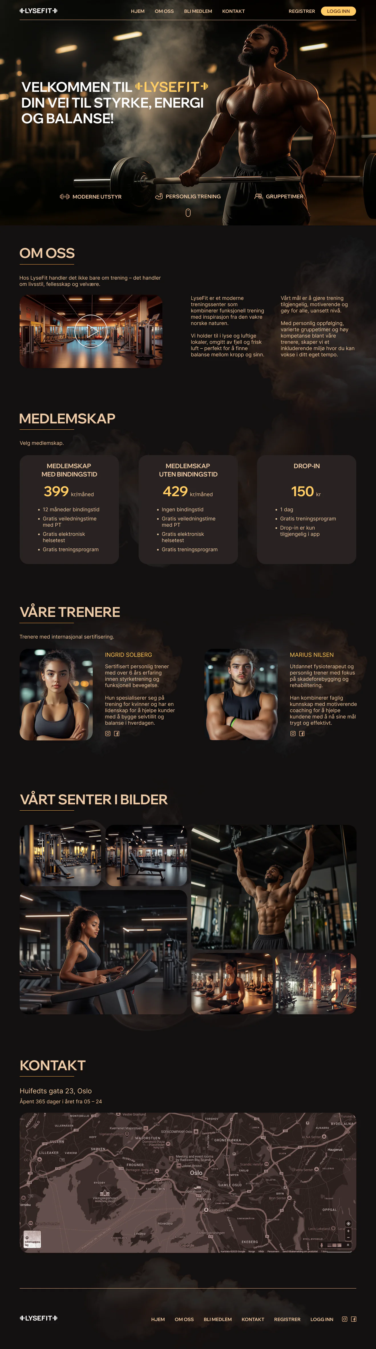 Створення сайту для фітнес-центру в Норвегії.